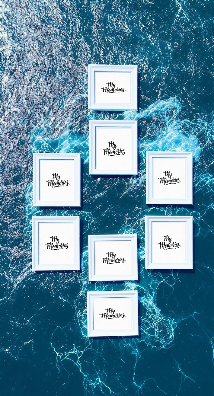 Ocean Collage (8 Stems) scrapbook template preview