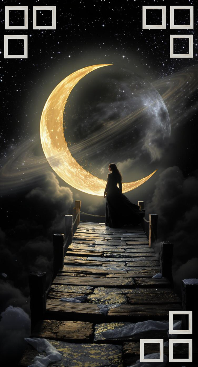 Crescent Moon (9 Stems) scrapbook template preview